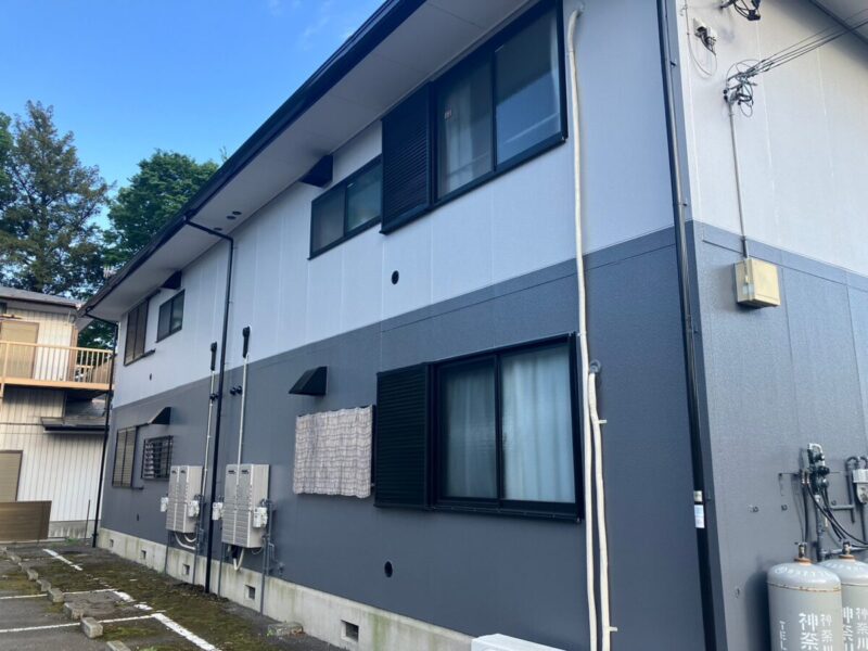 神奈川県海老名市　アパート屋根・外壁塗装工事　施工前と施工後